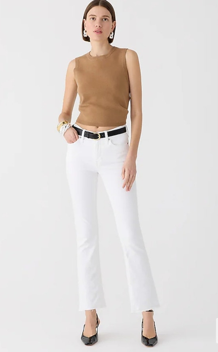 NWT J. Crew 9" Demi-Boot Crop Jean In White Wash 25